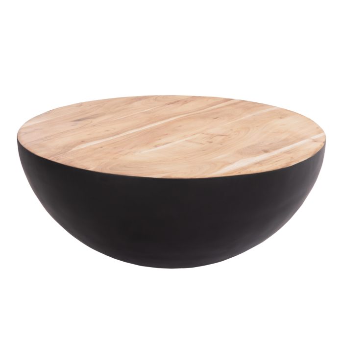 ΔΙΑΚΟΣΜΗΤΙΚΟ ΤΡΑΠΕΖΙ ΣΑΛΟΝΙΟΥ BOWL Φ90X37,5Yεκ. ΜΑΥΡΟ ΜΕ ΞΥΛΟ ΑΚΑΚΙΑΣ HM8717.21 - Image 1