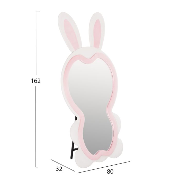 ΠΑΙΔΙΚΟΣ ΚΑΘΡΕΦΤΗΣ ΔΑΠΕΔΟΥ BUNNY HM4489.01 MDF ΡΟΖ & ΛΕΥΚΟ-ΜΑΥΡΟ STAND 80x162Υεκ. - Image 2