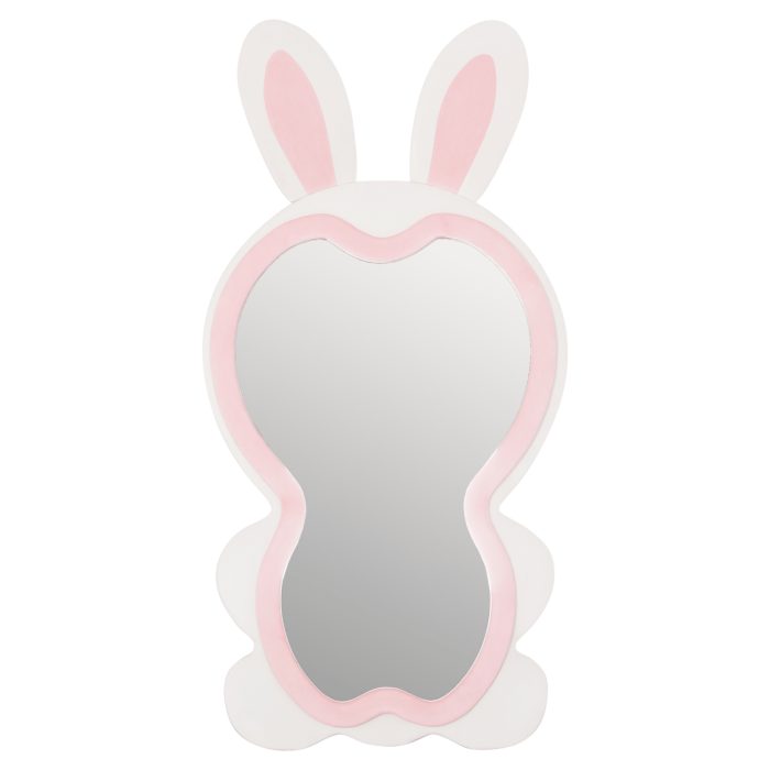 ΠΑΙΔΙΚΟΣ ΚΑΘΡΕΦΤΗΣ ΔΑΠΕΔΟΥ BUNNY HM4489.01 MDF ΡΟΖ & ΛΕΥΚΟ-ΜΑΥΡΟ STAND 80x162Υεκ. - Image 3