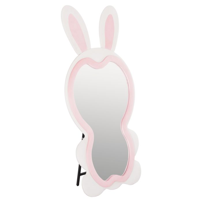 ΠΑΙΔΙΚΟΣ ΚΑΘΡΕΦΤΗΣ ΔΑΠΕΔΟΥ BUNNY HM4489.01 MDF ΡΟΖ & ΛΕΥΚΟ-ΜΑΥΡΟ STAND 80x162Υεκ. - Image 1