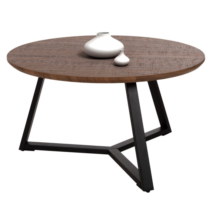 ΤΡΑΠΕΖΙ ΣΑΛΟΝΙΟΥ ΣΤΡΟΓΓΥΛΟ ROCKET HM9586.04 MDF WALNUT-ΜΑΥΡΗ ΣΑΓΡΕ ΒΑΣΗ Φ80x42Υεκ. - Image 1