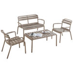 ΣΕΤ ΣΑΛΟΝΙ ΕΞΩΤΕΡΙΚΟΥ ΧΩΡΟΥ 4ΤΜΧ KORVER HM21096.04 ΠΟΛΥΠΡΟΠΥΛΕΝΙΟ ΚΑΠΟΥΤΣΙΝΟ