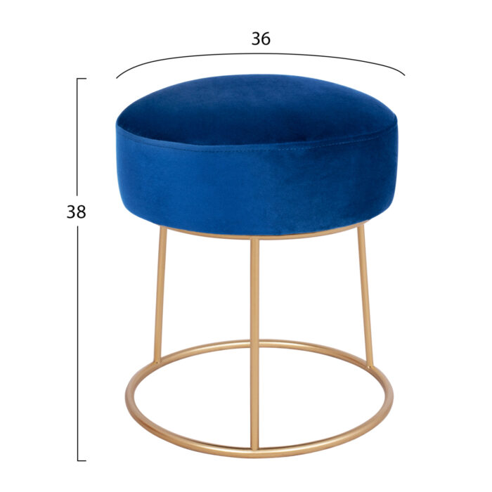 ΣΚΑΜΠΟ KARLO HM8411.08 ΜΠΛΕ ΒΕΛΟΥΔΟ ΜΕ ΧΡΥΣΗ ΒΑΣΗ Φ36x38Υ εκ. - Image 2