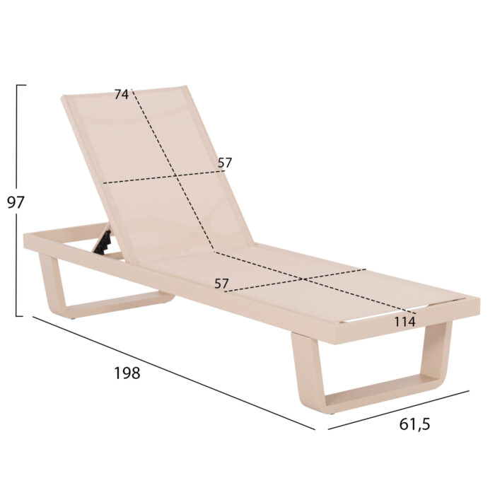 ΞΑΠΛΩΣΤΡΑ ΑΛΟΥΜΙΝΙΟΥ ΜΕ ΥΦΑΣΜΑ TESLIN RICKON HM6292.04 ΣΕ ΣΑΜΠΑΝΙ 198x61,5x97Υεκ. - Image 2
