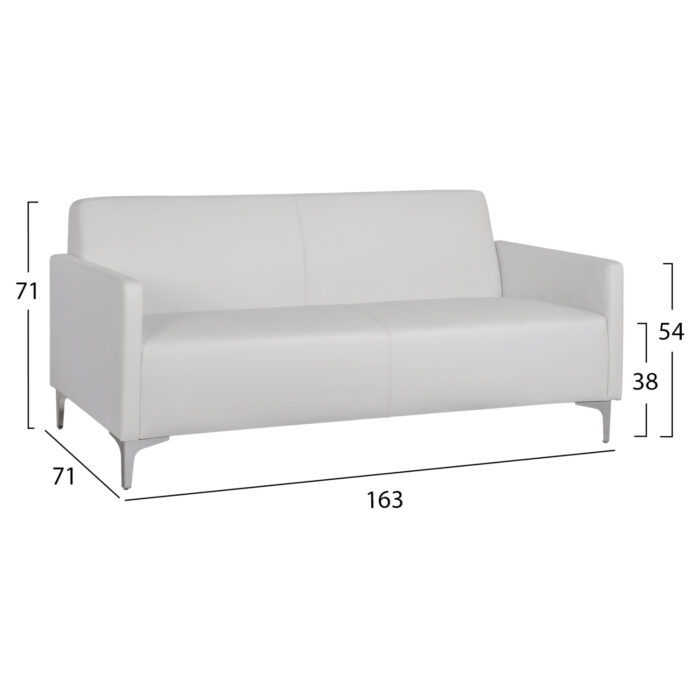 ΚΑΝΑΠΕΣ 3ΘΕΣΙΟΣ NELLIE HM3159.32 ΜΕ ΛΕΥΚΟ PU 163x71x71Υ εκ. - Image 2
