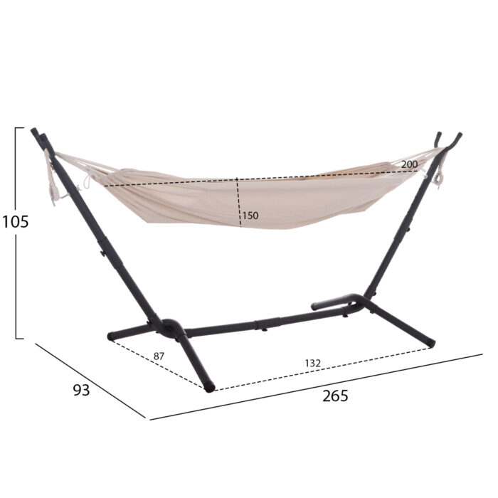 ΑΙΩΡΑ CRAVE HM6304.02 ΑΝΘΡΑΚΙ ΜΕΤΑΛΛΙΚΟΣ ΣΚΕΛΕΤΟΣ--ΜΠΕΖ ΥΦΑΣΜΑ 265x93x105Υεκ - Image 2