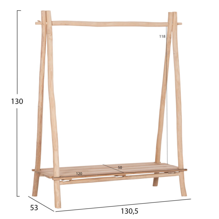 ΕΠΙΠΛΟ ΕΙΣΟΔΟΥ PERL HM9911 ΚΛΑΔΙΑ ΞΥΛΟΥ TEAK-ΦΥΣΙΚΟ 130,5x53x152Υεκ. - Image 2