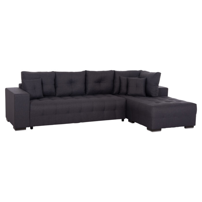 ΓΩΝΙΑΚΟΣ ΚΑΝΑΠΕΣ-ΚΡΕΒΑΤΙ ΜΕ ΑΠΟΘ.ΧΩΡΟ TRENDSTON HM3302.01R ΓΚΡΙ ΥΦΑΣΜΑ 298x177x95Υεκ - Image 1