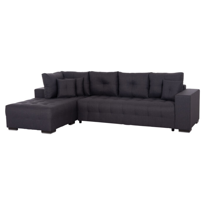ΓΩΝΙΑΚΟΣ ΚΑΝΑΠΕΣ-ΚΡΕΒΑΤΙ ΜΕ ΑΠΟΘ.ΧΩΡΟ TRENDSTON HM3302.01L ΓΚΡΙ ΥΦΑΣΜΑ 298x177x95Υεκ - Image 1