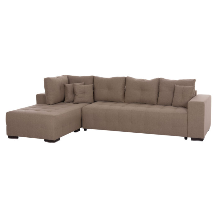 ΓΩΝΙΑΚΟΣ ΚΑΝΑΠΕΣ-ΚΡΕΒΑΤΙ ΜΕ ΑΠΟΘ.ΧΩΡΟ TRENDSTON HM3302.03L ΜΠΕΖ ΥΦΑΣΜΑ 298x177x95Υεκ - Image 1
