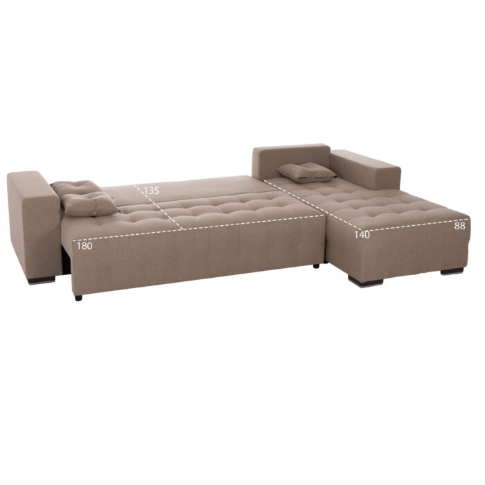 ΓΩΝΙΑΚΟΣ ΚΑΝΑΠΕΣ-ΚΡΕΒΑΤΙ ΜΕ ΑΠΟΘ.ΧΩΡΟ TRENDSTON HM3302.03R ΜΠΕΖ ΥΦΑΣΜΑ 298x177x95Υεκ - Image 3