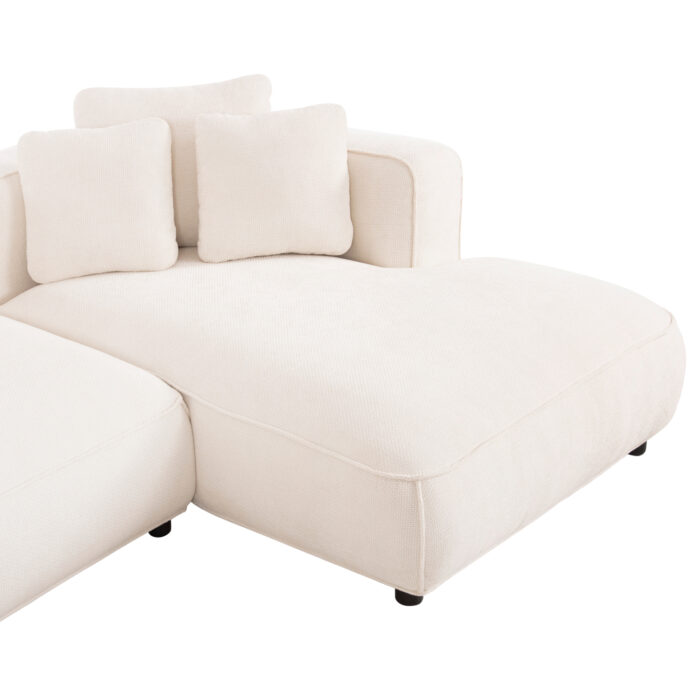 ΚΑΝΑΠΕΣ ΓΩΝΙΑ (ΔΕΞΙΑ) 3-ΘΕΣΙΟΣ GRACE HM3280.02R ΛΕΥΚΟ ΥΦΑΣΜΑ 252x160x70-90Υεκ - Image 6