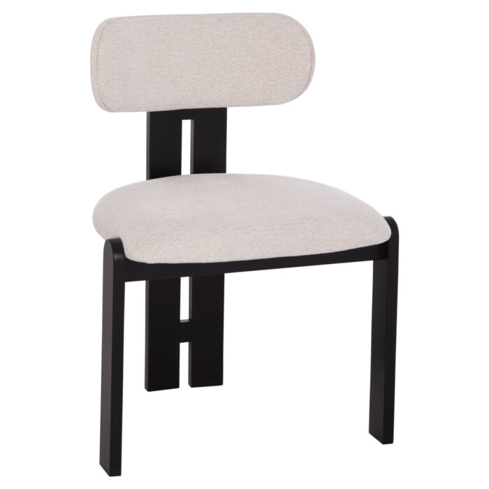 ΚΑΡΕΚΛΑ ΤΡΑΠΕΖΑΡΙΑΣ KARVO HM18252.02 ΕΚΡΟΥ ΥΦΑΣΜΑ--ΞΥΛΟ ΣΕ ΜΑΥΡΟ 57x50x78,5Υεκ. - Image 1