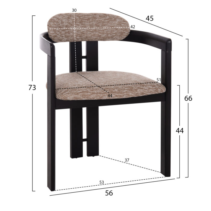 ΠΟΛΥΘΡΟΝΑ ΤΡΑΠΕΖΑΡΙΑΣ KALL HM18247.02 ΚΑΦΕ ΥΦΑΣΜΑ--PLYWOOD ΣΕ ΜΑΥΡΟ 56x45x73Υεκ - Image 2