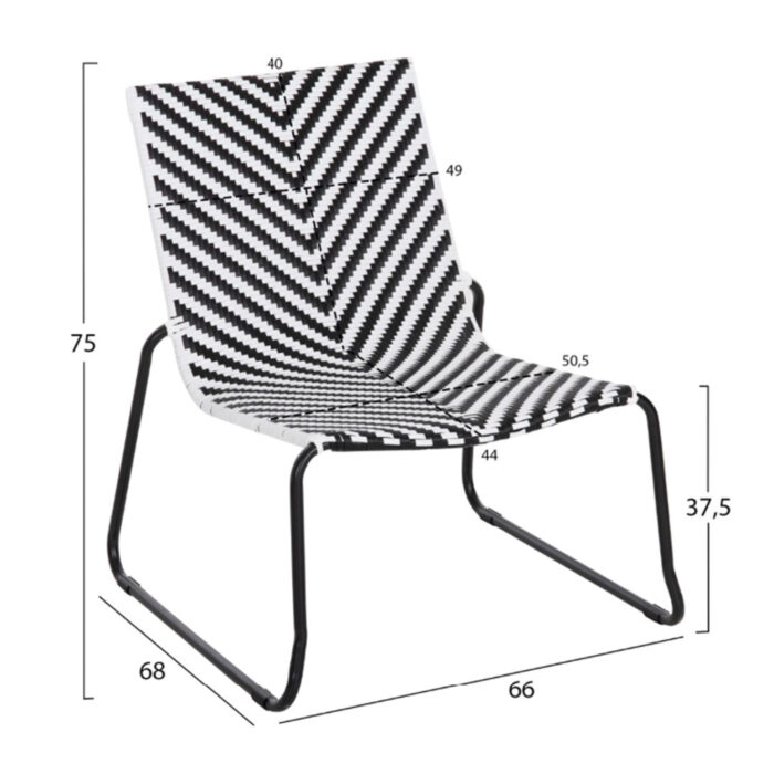 ΣΕΤ LOUNGE 3TMX ΕΞ.ΧΩΡΟΥ PONY HM21193 ΜΕΤΑΛΛΟ ΣΕ ΓΚΡΙ--ΣΥΝΘ.RATTAN ΣΕ ΛΕΥΚΟ-ΜΑΥΡΟ - Image 3