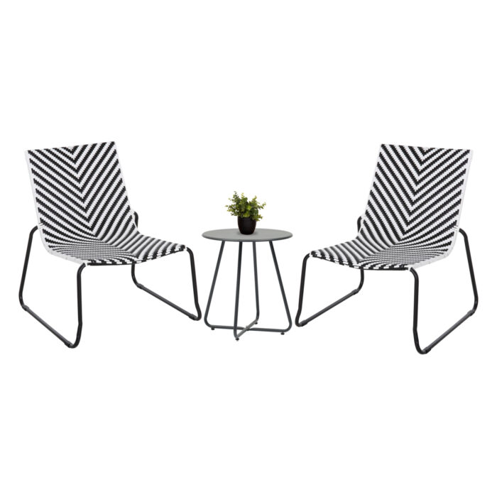 ΣΕΤ LOUNGE 3TMX ΕΞ.ΧΩΡΟΥ PONY HM21193 ΜΕΤΑΛΛΟ ΣΕ ΓΚΡΙ--ΣΥΝΘ.RATTAN ΣΕ ΛΕΥΚΟ-ΜΑΥΡΟ - Image 1