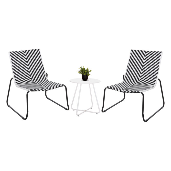 ΣΕΤ LOUNGE 3TMX ΕΞ.ΧΩΡΟΥ PONY HM21193.02 ΜΕΤΑΛΛΟ ΚΑΙ ΣΥΝΘ.RATTAN ΣΕ ΛΕΥΚΟ-ΜΑΥΡΟ - Image 1