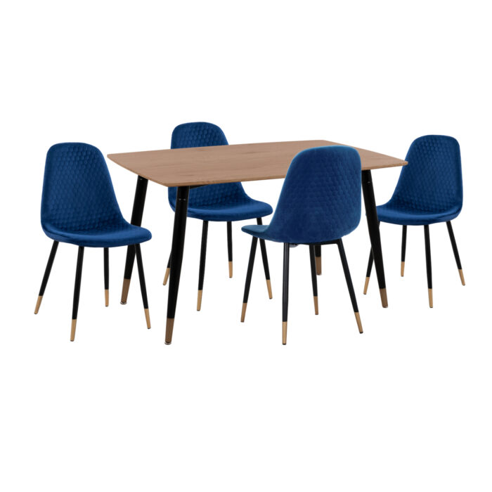 ΣΕΤ ΤΡΑΠΕΖΑΡΙΑΣ 5ΤΜΧ ALIZA HM11196.08 MDF TOP-ΒΕΛΟΥΔΟ ΜΠΛΕ & ΜΕΤΑΛΛΟ ΜΑΥΡΟ - Image 1