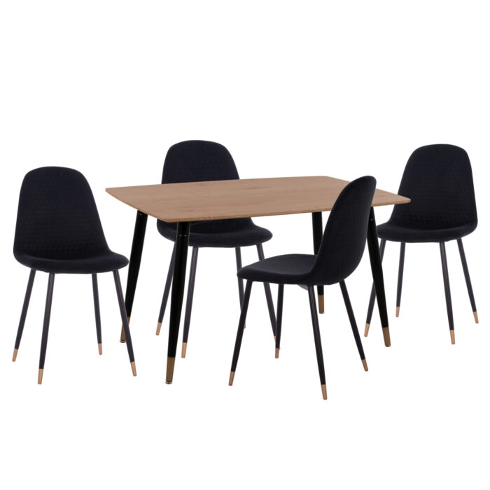 ΣΕΤ ΤΡΑΠΕΖΑΡΙΑΣ 5ΤΜΧ ALIZA HM11196.09 MDF TOP-ΒΕΛΟΥΔΟ & ΜΕΤΑΛΛΟ ΣΕ ΜΑΥΡΟ - Image 1