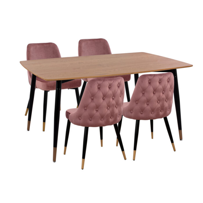 ΣΕΤ ΤΡΑΠΕΖΑΡΙΑΣ 5ΤΜΧ JOLIE HM11198.02 MDF TOP-ΒΕΛΟΥΔΟ ΣΑΠΙΟ ΜΗΛΟ & ΜΕΤΑΛΛΟ ΜΑΥΡΟ - Image 1