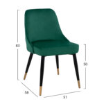 ΣΕΤ ΤΡΑΠΕΖΑΡΙΑΣ 5ΤΜΧ JOLIE HM11198.03 MDF TOP-ΒΕΛΟΥΔΟ ΚΥΠΑΡΙΣΣΙ & ΜΕΤΑΛΛΟ ΜΑΥΡΟ - Image 3
