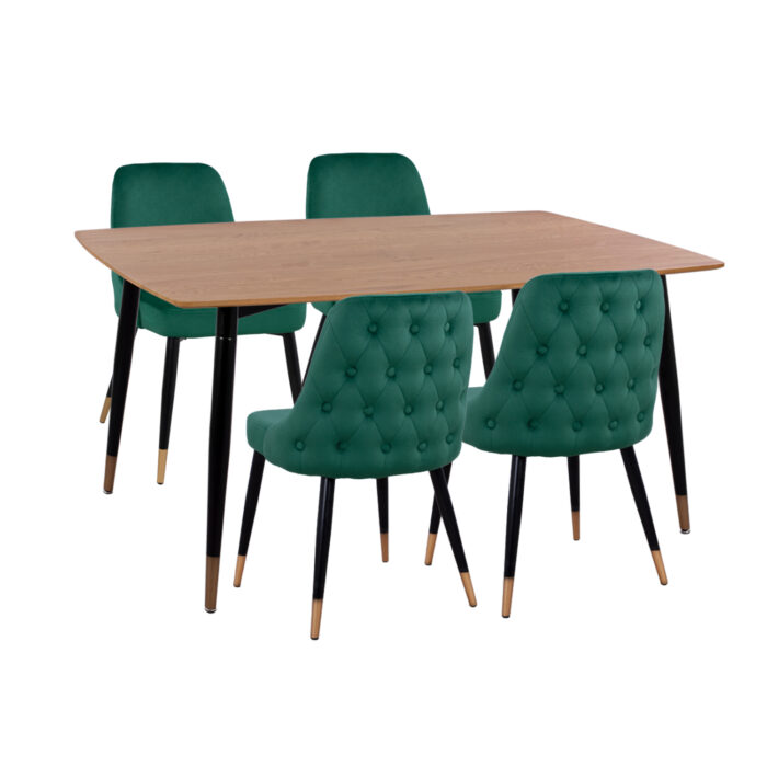 ΣΕΤ ΤΡΑΠΕΖΑΡΙΑΣ 5ΤΜΧ JOLIE HM11198.03 MDF TOP-ΒΕΛΟΥΔΟ ΚΥΠΑΡΙΣΣΙ & ΜΕΤΑΛΛΟ ΜΑΥΡΟ - Image 1