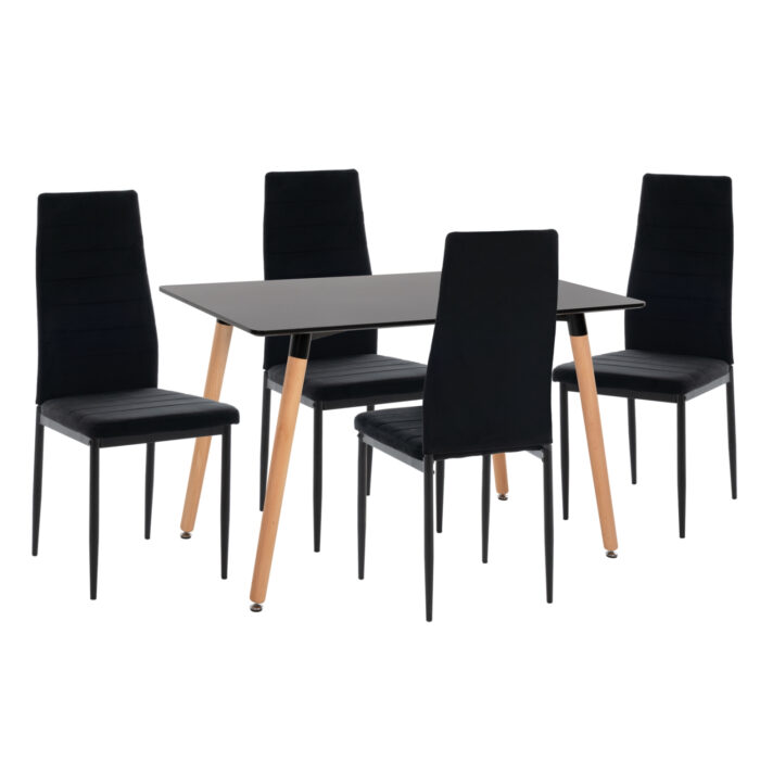 ΣΕΤ ΤΡΑΠΕΖΑΡΙΑΣ 5ΤΜΧ MINIMAL HM21173 MDF TOP ΜΑΥΡΟ-ΒΕΛΟΥΔΟ & ΜΕΤΑΛΛΟ ΜΑΥΡΟ - Image 1