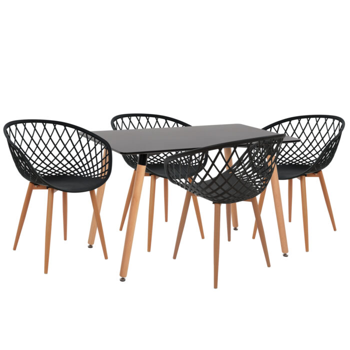 ΣΕΤ ΤΡΑΠΕΖΑΡΙΑΣ 5ΤΜΧ ARIADNE HM21174 MDF TOP & ΠΟΛΥΠΡΟΠΥΛΕΝΙΟ ΣΕ ΜΑΥΡΟ - Image 1