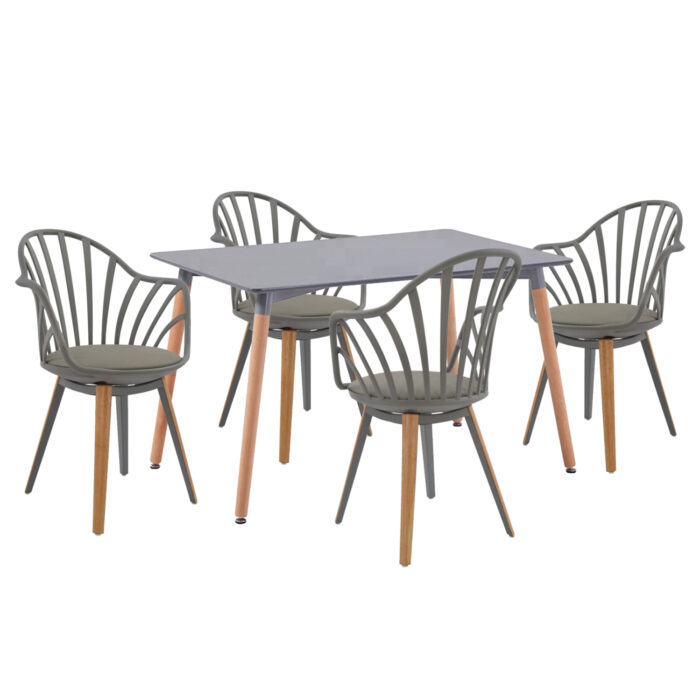 ΣΕΤ ΤΡΑΠΕΖΑΡΙΑΣ 5ΤΜΧ ANAIS HM21176 MDF TOP ΣΕ ΓΚΡΙ--P.P. & PU ΣΕ ΓΚΡΙ - Image 1