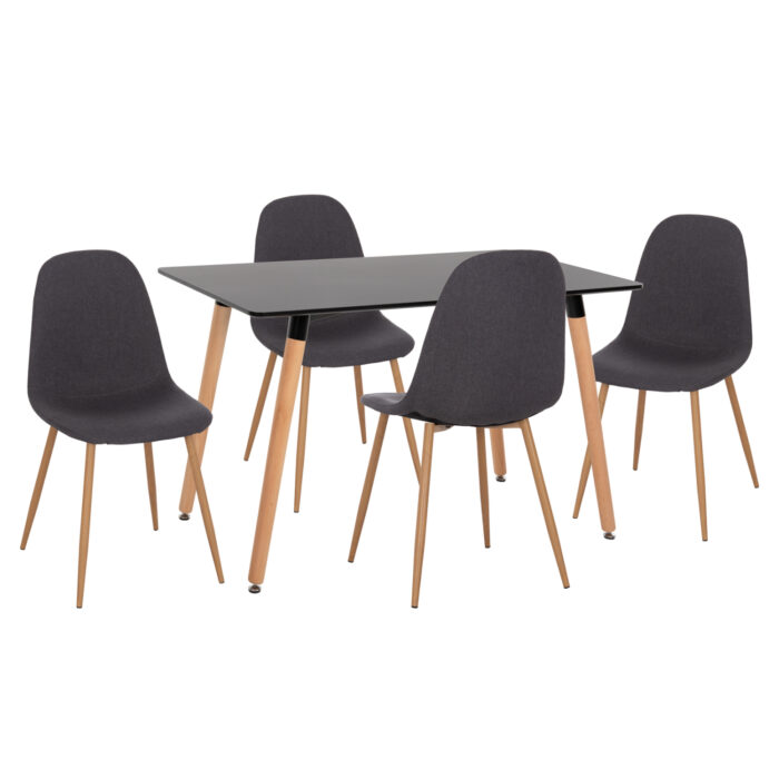 ΣΕΤ ΤΡΑΠΕΖΑΡΙΑΣ 5ΤΜΧ MINARDO HM21179 MDF TOP ΣΕ ΜΑΥΡΟ--ΣΚΟΥΡΟ ΓΚΡΙ ΥΦΑΣΜΑ - Image 1