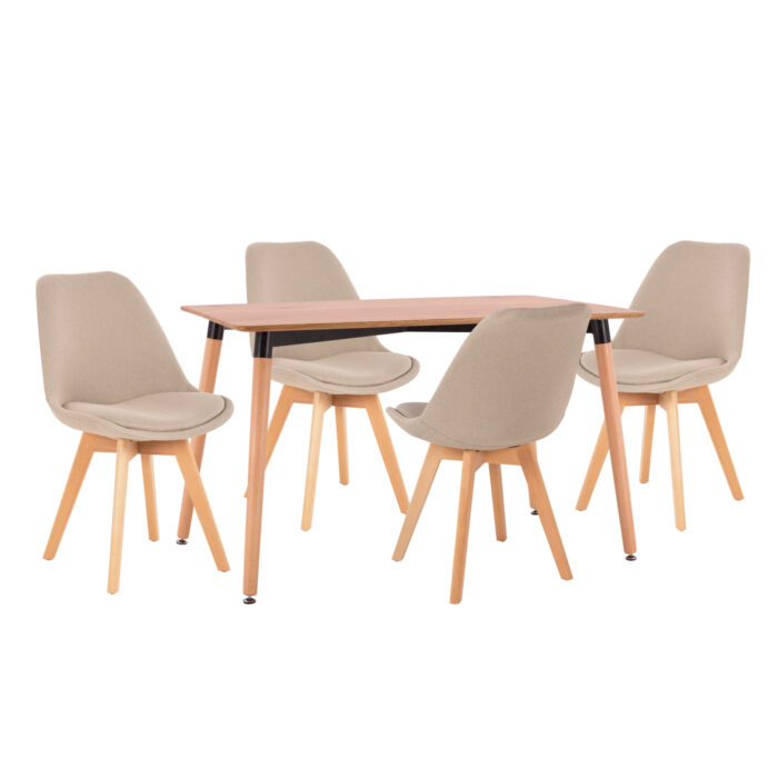 ΣΕΤ ΤΡΑΠΕΖΑΡΙΑΣ 5ΤΜΧ VEGAS HM21180 MDF TOP ΣΕ ΦΥΣΙΚΟ--ΥΦΑΣΜΑ ΜΠΕΖ - Image 1