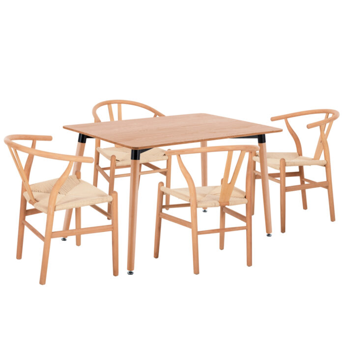 ΣΕΤ ΤΡΑΠΕΖΑΡΙΑΣ 5ΤΜΧ BRAVE HM21182 MDF TOP-ΞΥΛΟ ΟΞΙΑΣ & PAPER ROPE ΣΕ ΦΥΣΙΚΟ - Image 1