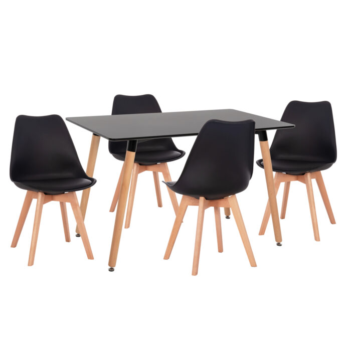 ΣΕΤ ΤΡΑΠΕΖΑΡΙΑΣ 5ΤΜΧ VEGAS HM21185 MDF TOP ΣΕ ΜΑΥΡΟ--ΠΟΔΙΑ ΟΞΙΑΣ - Image 1