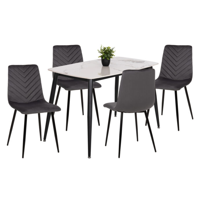 ΣΕΤ ΤΡΑΠΕΖΑΡΙΑΣ 5ΤΜΧ LATRELL HM21192 ΤΡΑΠΕΖΙ ΚΕΡΑΜΙΚΟ TOP-ΒΕΛΟΥΔΟ ΓΚΡΙ ΚΑΡΕΚΛΕΣ - Image 1