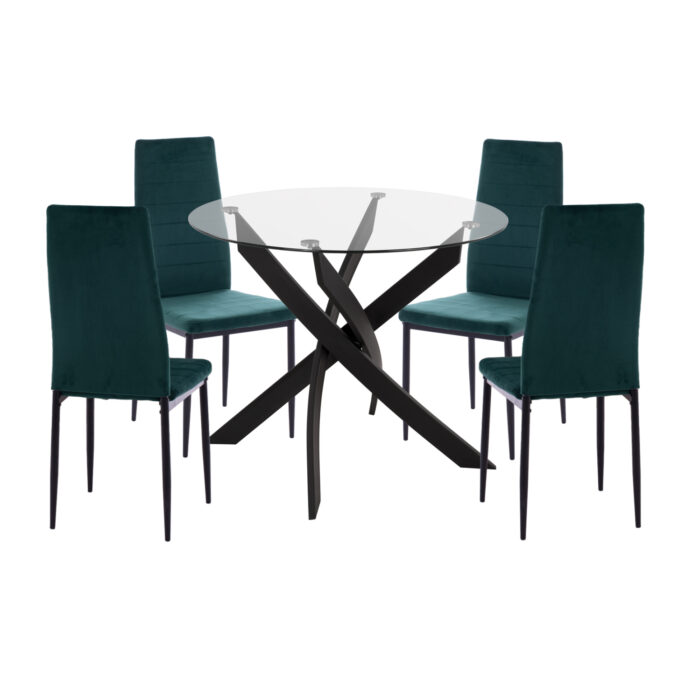 ΣΕΤ ΤΡΑΠΕΖΑΡΙΑΣ 5ΤΜΧ LADY HM21199.03 ΓΥΑΛΙ--ΜΕΤΑΛΛΟ ΣΕ ΜΑΥΡΟ & ΒΕΛΟΥΔΟ ΚΥΠΑΡΙΣΣΙ - Image 1