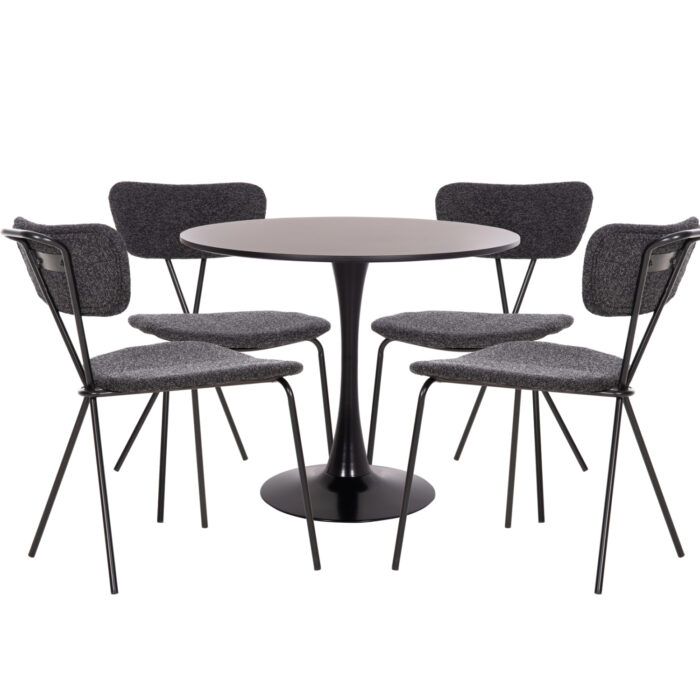 ΣΕΤ ΤΡΑΠΕΖΑΡΙΑΣ 5ΤΜΧ BROLIN HM21200 MDF TOP & ΜΕΤΑΛΛΟ ΜΑΥΡΟ-ΣΚΟΥΡΟ ΓΚΡΙ ΥΦΑΣΜΑ - Image 1