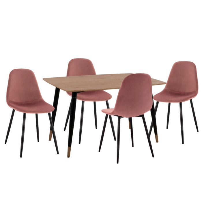 ΣΕΤ ΤΡΑΠΕΖΑΡΙΑΣ 5ΤΜΧ ALIZA HM21201 MDF TOP-ΒΕΛΟΥΔΟ ΣΑΠΙΟ ΜΗΛΟ & ΜΕΤΑΛΛΟ ΜΑΥΡΟ - Image 1