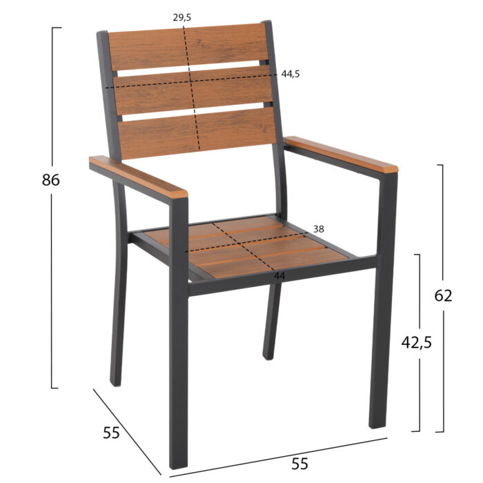 ΣΕΤ ΤΡΑΠΕΖΑΡΙΑΣ TABER HM21197 ΤΡΑΠΕΖΙ & 4 ΠΟΛΥΘΡΟΝΕΣ-ΑΛΟΥΜΙΝΙΟ & POLYWOOD-ΑΝΘΡΑΚΙ - Image 3