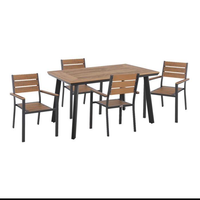 ΣΕΤ ΤΡΑΠΕΖΑΡΙΑΣ TABER HM21197 ΤΡΑΠΕΖΙ & 4 ΠΟΛΥΘΡΟΝΕΣ-ΑΛΟΥΜΙΝΙΟ & POLYWOOD-ΑΝΘΡΑΚΙ - Image 1