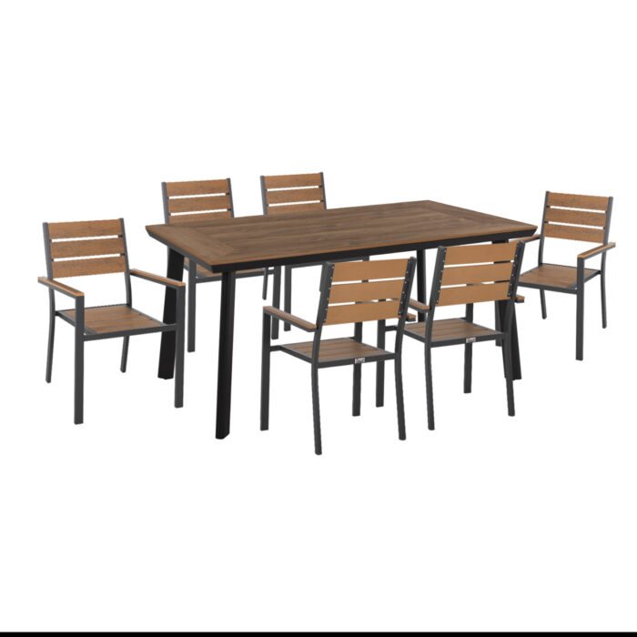 ΣΕΤ ΤΡΑΠΕΖΑΡΙΑΣ TABER HM21198 ΤΡΑΠΕΖΙ & 6 ΠΟΛΥΘΡΟΝΕΣ-ΑΛΟΥΜΙΝΙΟ & POLYWOOD-ΑΝΘΡΑΚΙ - Image 1