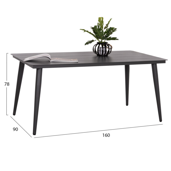 ΤΡΑΠΕΖΙ ΑΛΟΥΜΙΝΙΟΥ ΟΡΘΟΓΩΝΙΟ HIGER HM6291.01 ΓΚΡΙ 160x90x78Υεκ. - Image 2
