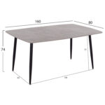ΤΡΑΠΕΖΙ RAVEN HM18150.13 ΚΕΡΑΜΙΚΟ TOP ΜΕ ΟΨΗ ΓΚΡΙ ΜΑΡΜΑΡΟ 160x80x74Υεκ. - Image 2