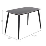 ΤΡΑΠΕΖΙ RAVEN HM9854.02 ΚΕΡΑΜΙΚΟ TOP ΜΑΥΡΟ ΜΑΡΜΑΡΟ-ΜΑΥΡΟ ΜΕΤΑΛΛΟ 120x70x73Υεκ. - Image 2