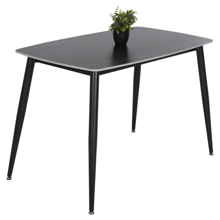 ΤΡΑΠΕΖΙ RAVEN HM9854.02 ΚΕΡΑΜΙΚΟ TOP ΜΑΥΡΟ ΜΑΡΜΑΡΟ-ΜΑΥΡΟ ΜΕΤΑΛΛΟ 120x70x73Υεκ. - Image 1