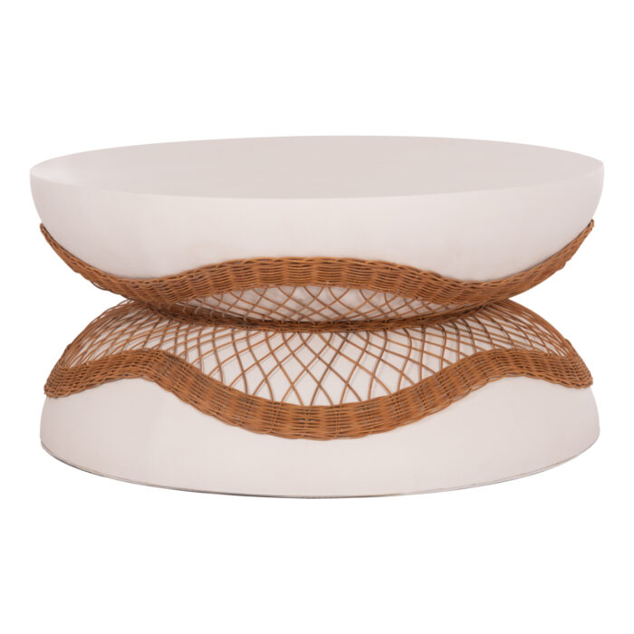 ΤΡΑΠΕΖΙ ΣΑΛΟΝΙΟΥ ANNA HM18157.02 FIBER CEMENT ΛΕΥΚΟ-ΦΥΣΙΚΟ RATTAN--Φ92x44.5Υεκ - Image 5