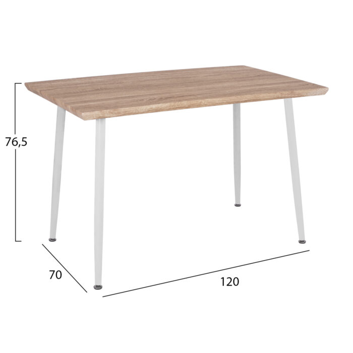 ΤΡΑΠΕΖΙ ΤΡΑΠΕΖΑΡΙΑΣ PALOMA HM8334.02, 120X70X76,5- SONOMA, ΛΕΥΚΑ ΠΟΔΙΑ - Image 2