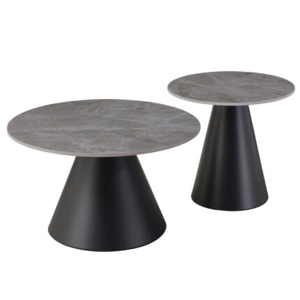 ΤΡΑΠΕΖΙΑ ΣΑΛΟΝΙΟΥ RIDGE HM18266.03 ΚΕΡΑΜΙΚΑ TOP ΜΕ ΟΨΗ ΓΚΡΙ ΜΑΡΜΑΡΟΥ Φ50εκ & Φ70εκ