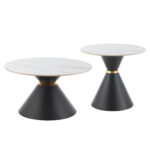 ΤΡΑΠΕΖΙΑ ΣΑΛΟΝΙΟΥ NANDO HM18267.01 ΚΕΡΑΜΙΚΑ TOP ΟΨΗ ΛΕΥΚΟ ΜΑΡΜΑΡΟ Φ60εκ & Φ80εκ