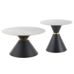 ΤΡΑΠΕΖΙΑ ΣΑΛΟΝΙΟΥ NANDO HM18267.03 ΚΕΡΑΜΙΚΑ TOP ΟΨΗ ΓΚΡΙ ΜΑΡΜΑΡΟ Φ60εκ & Φ80εκ