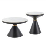 ΤΡΑΠΕΖΙΑ ΣΑΛΟΝΙΟΥ TERRANO HM18268.01 ΚΕΡΑΜΙΚΑ TOP ΟΨΗ ΛΕΥΚΟ ΜΑΡΜΑΡΟ Φ50εκ & Φ70εκ